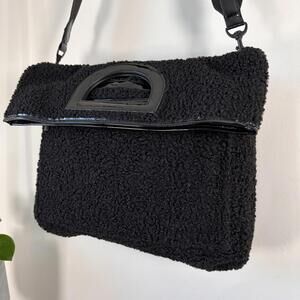 Beis Black Sherpa Messenger Tote Travel Carry On